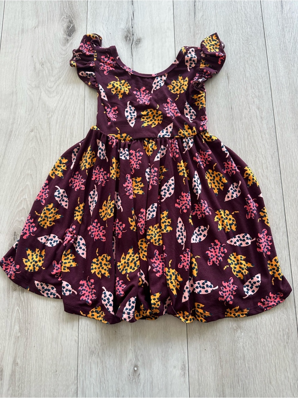 Dot Dot Smile Empire Dress Fall Leaves Wine 2T NWT